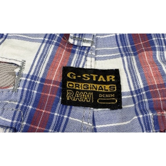 G Star Raw Men's Rovic Zip Relaxed Blue Plaid Cargo Shorts Size 33 (34 Waist) - Picture 7 of 12